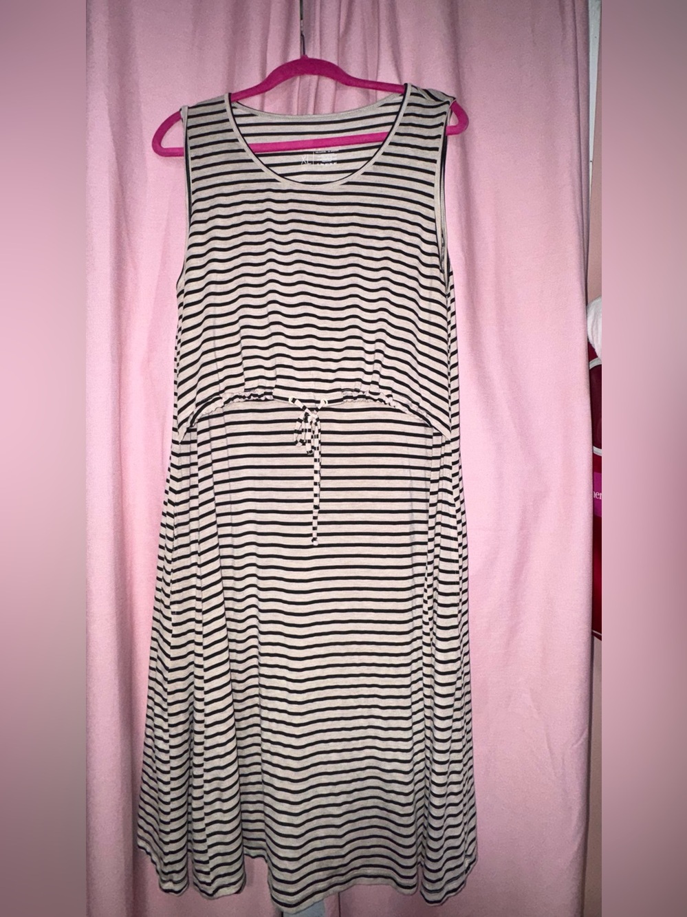 Latched Mama Black & Cream Striped Sleeveless Dress